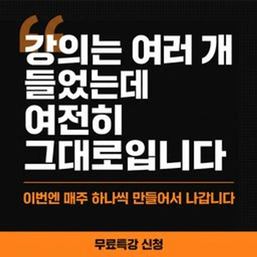 지금 돌리고 있는 메타 광고 소재. 「강의는 여러 개 들었는데 여전히 그대로입니다」라고 적혀 있다